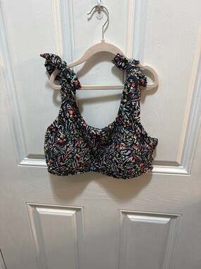 MoveMama Floral Tie-Shoulder Nursing & Maternity Sports Bra